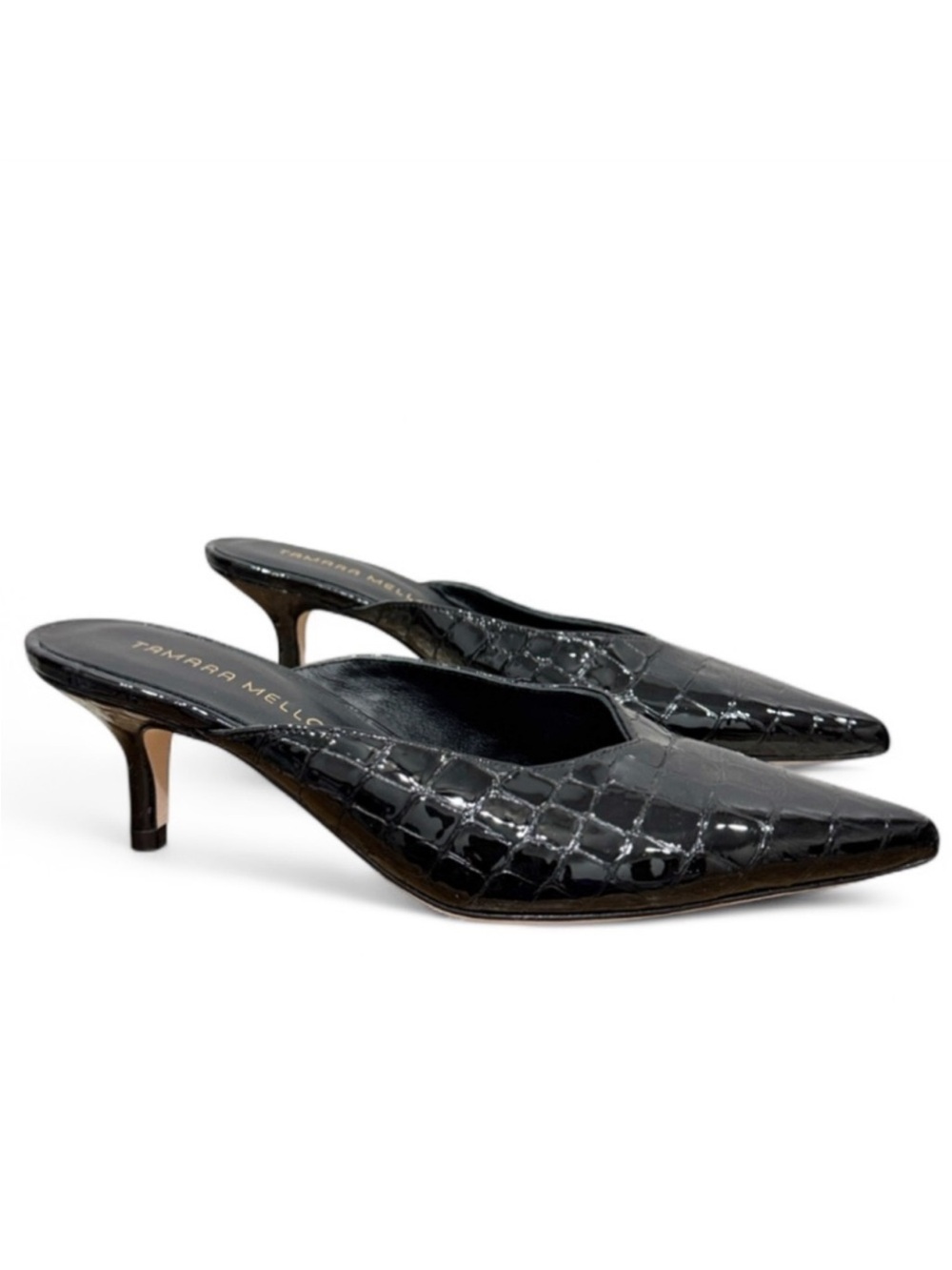 Tamara Mellon Black Croc Leather Mule Pump Size 6